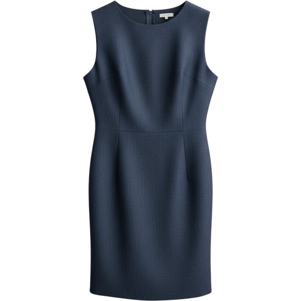 Calvin Klein Sheath Dress Women 22W Navy Blue Sleeveless Exposed Zipper Workwear